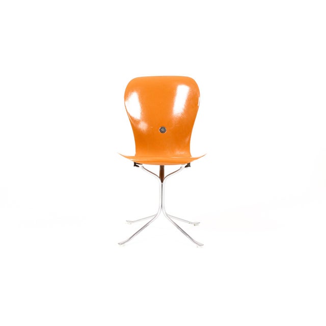 Mid-Century Modern Mid Century Vintage Space Age Ion Chair — Gideon Kramer Attributed — Orange Fiberglass For Sale - Image 3 of 8