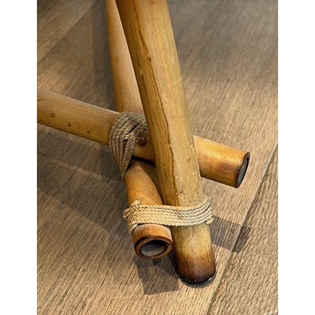 1970s Bamboo and Rope 3 Lights Floor Lamp, French Work in the Style of Audoux Minet For Sale - Image 12 of 12