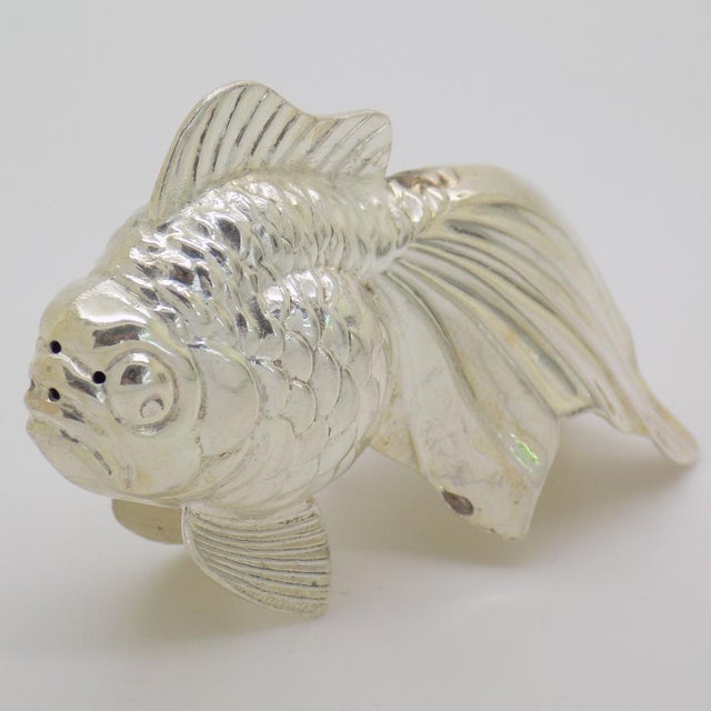 Vintage Hungarian Silver Tropical Fish Shaped Salt and Pepper Shaker, 1950s For Sale - Image 6 of 17