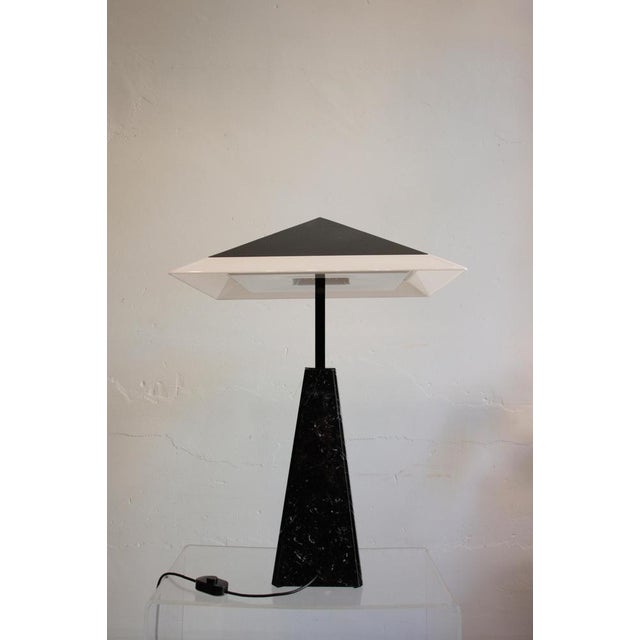 Metal Abat Jour Table Lamp in Black Marble by Cini Boeri for Arteluce, 1970s For Sale - Image 7 of 18
