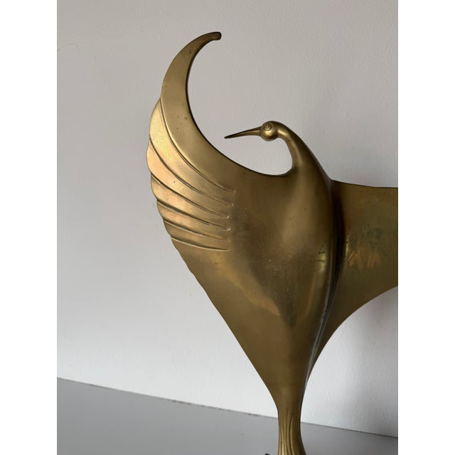 1980s Art Deco Style Brass Bird Sculpture on Black Marble Base For Sale - Image 11 of 12