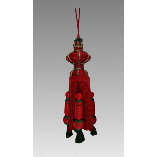 One of the largest tassels we have seen - Mughal in style - with gold thread on red and green. Suitable for a large...