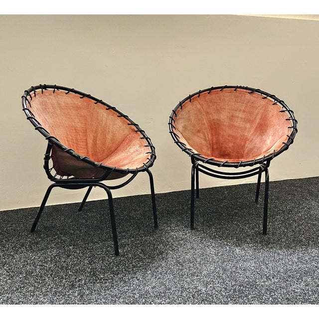 Mid-Century Modern Mid-Century Modern Suede Ballon Lounge Chairs by Hans Olsen for Lusch & Co., 1950s, Set of 2 For Sale - Image 3 of 15