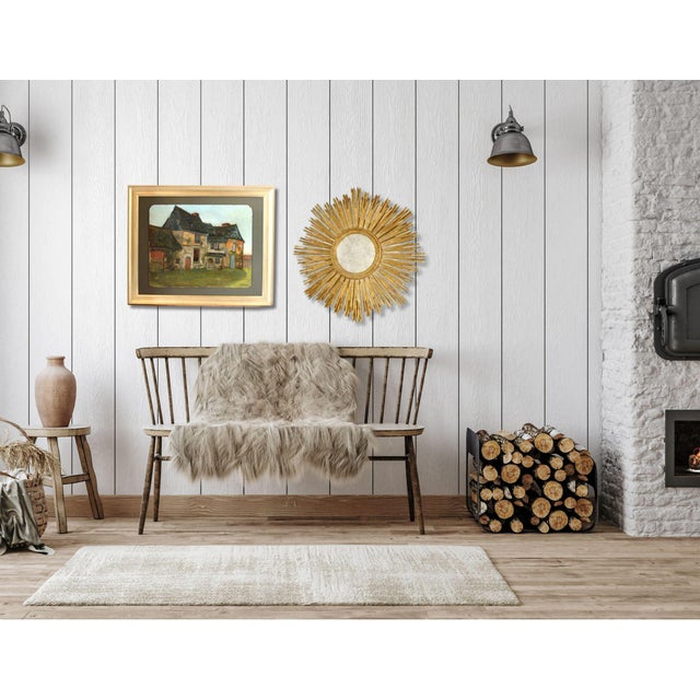 French Country French Painting of Rural Country Home For Sale - Image 3 of 4