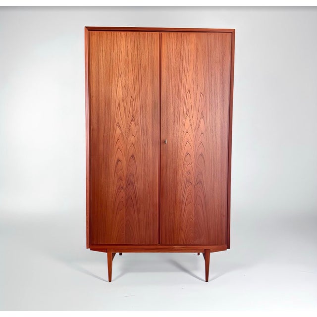Small Mid-Century Scandinavian Modern Wardrobe in Teak Veneer, 1960s For Sale - Image 17 of 17