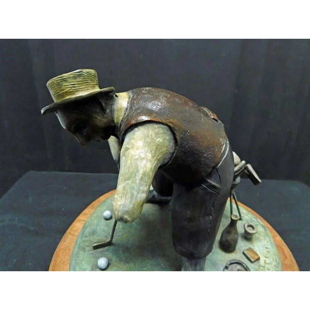 Green Anton Arkhipov "Green" Golfer Bronze Sculpture Hand Signed For Sale - Image 8 of 11