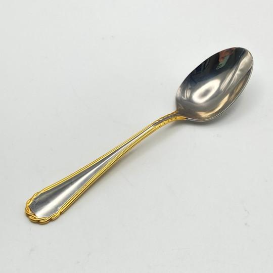 Service for 16! Yamazaki "Tasha" Gold Accent Stainless Luxury Flatware (80-Pieces / 16 Place Settings) Late 20th Century For Sale - Image 16 of 18