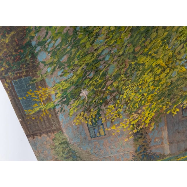 1930's Oil on Canvas Architectural Painting of Ward Manor at Bard College For Sale - Image 11 of 11