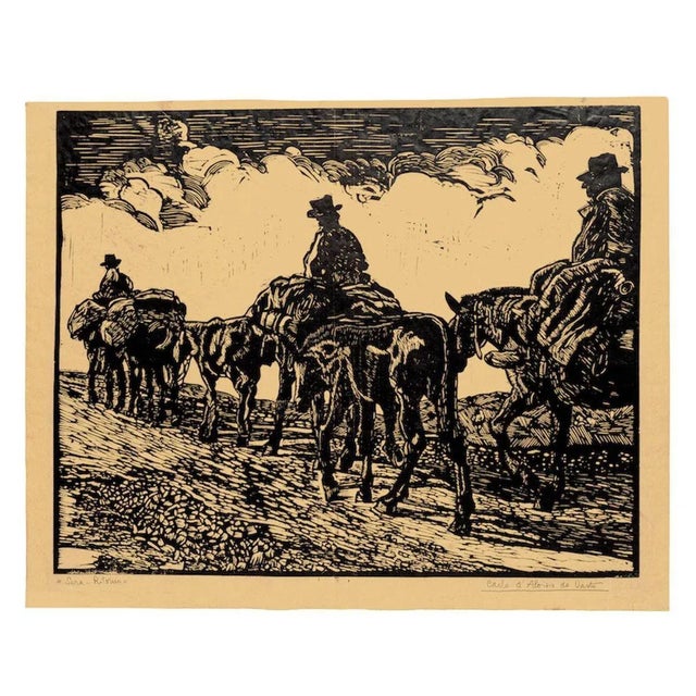 Night Return (Original Italian title ''Sera- Ritorno'') is an original xylograph on paper, a modern artwork realized by...