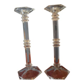 Vintage Mikasa "Brilliant" Crystal Candlesticks- a Pair For Sale