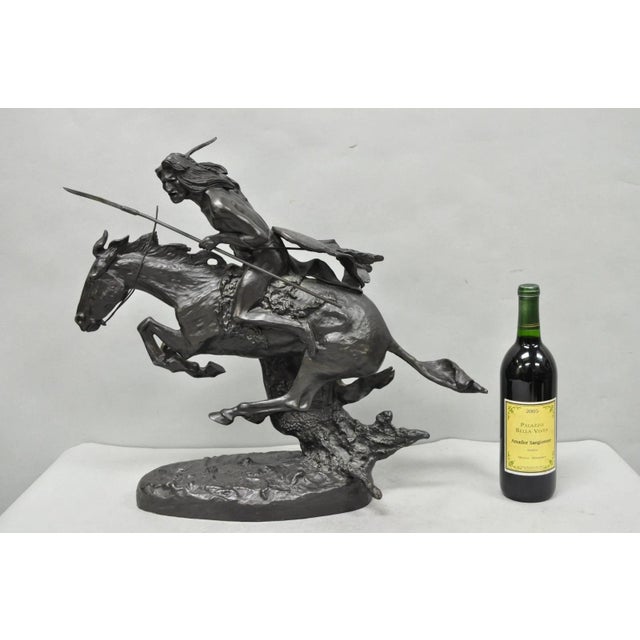 Frederic Remington "Cheyenne" Lost Wax Cast Bronze Native American Sculpture, Reproduction. Weighs approx 30 lbs. Circa...