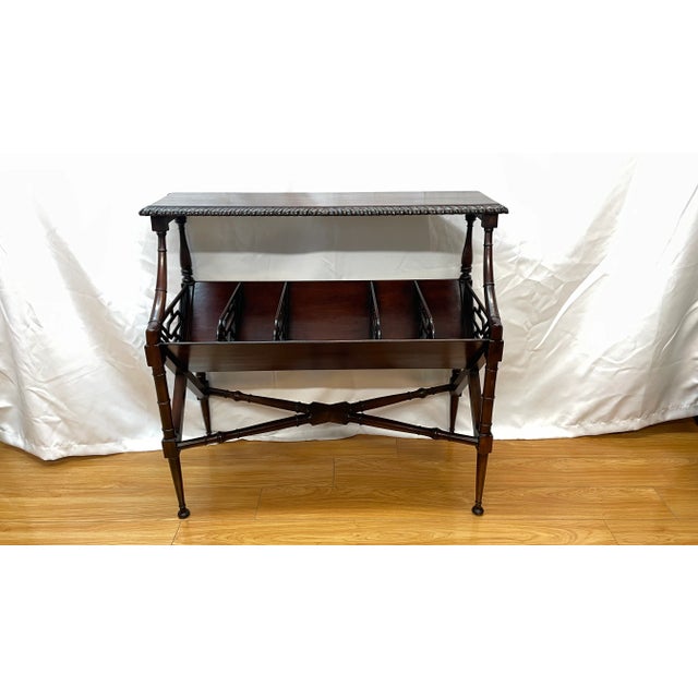 Art Nouveau American Art-Nouveau-Style Mahogany Two Tier Magazine Shelf For Sale - Image 3 of 7