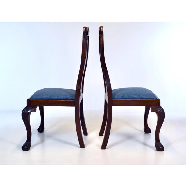 Auburn Set of Four Queen Anne Dining Chairs, Hand-Carved Mahogany, England For Sale - Image 8 of 9