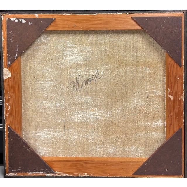 Textile Vintage Mid Century Abstract Oil Painting For Sale - Image 7 of 7