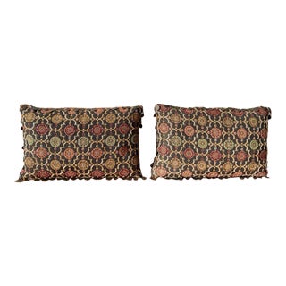 2000s Dransfield & Ross New York Medallion and Coin Jeweled Pillows - a Pair For Sale