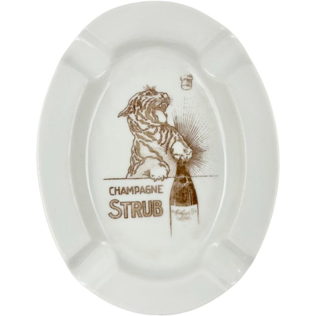 Mid 20th Century Vintage Champagne Strub Épernay Tiger Ceramic Ashtray For Sale - Image 5 of 10
