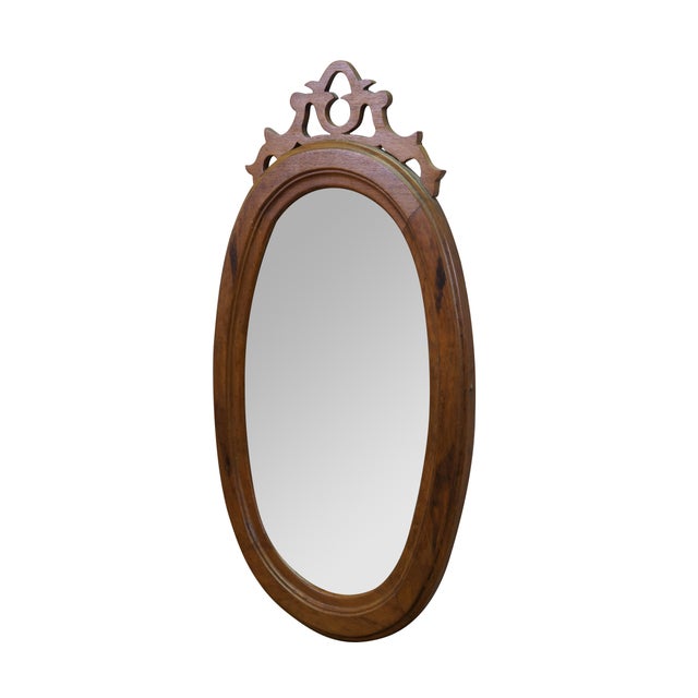 Victorian Antique Victorian Mahogany Oval Vanity Wishbone Dressing Wall Mirror 28" For Sale - Image 3 of 11