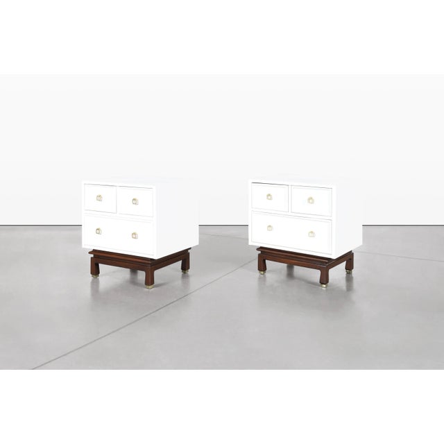 American of Martinsville Mid-Century Asian Modern Lacquer Nightstands by American of Martinsville, 1950s For Sale - Image 4 of 13