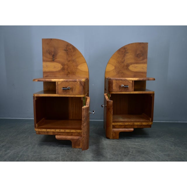 Art Deco Bedside Tables, Czechoslovakia, 1934s, Set of 2 For Sale - Image 9 of 18