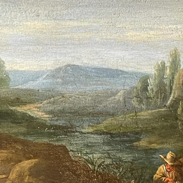 Follower of Jan Peeter Verdussen, Wooded Landscape & Village Scene, Oil on Panels, 18th Century, Set of 2 For Sale - Image 17 of 18