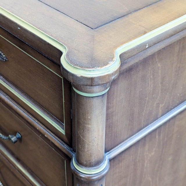Vintage Dixon-Powdermaker Vintage 9-Drawer Wood Dresser With Brass Accents For Sale - Image 10 of 11