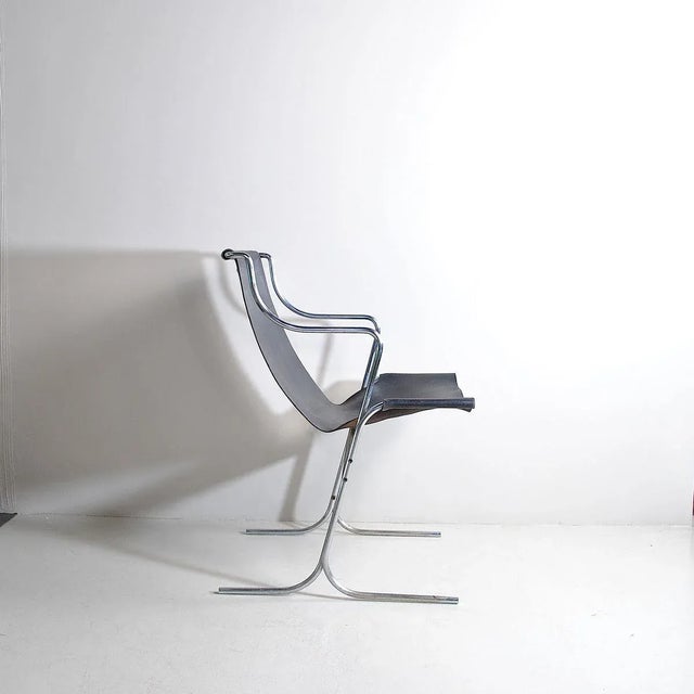 Leather Rocking Chair with Steel Structure, 1960s For Sale - Image 6 of 8