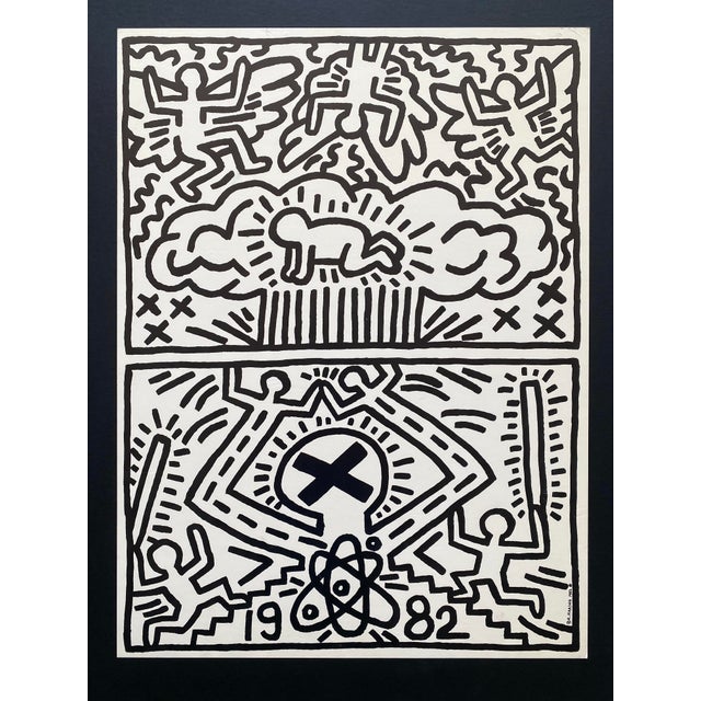 This Keith Haring very rare vintage offset lithograph print " Nuclear Disarmament " custom framed collector's iconic Pop...