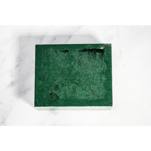 Stunning Vintage European Malachite Box Hand Cut Geometric Stone Mid Century Luxury Home Decor For Sale - Image 14 of 14