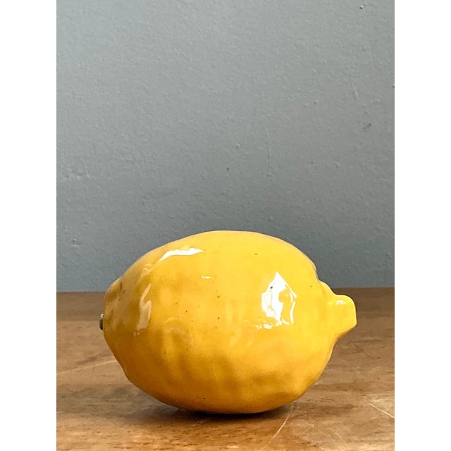 Mid-Century Modern Vintage Italian Yellow Ceramic Lemon For Sale - Image 3 of 10