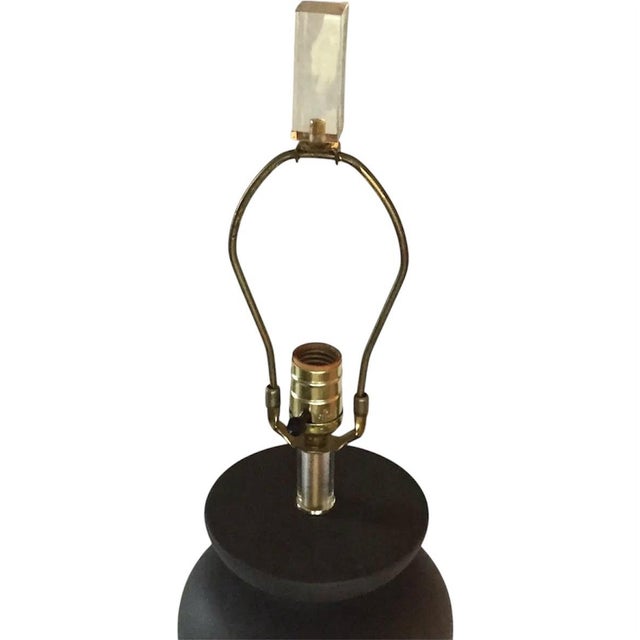 Mid-Century Modern Mid-Century Modern Black & Gold Striped Table Lamp For Sale - Image 3 of 6