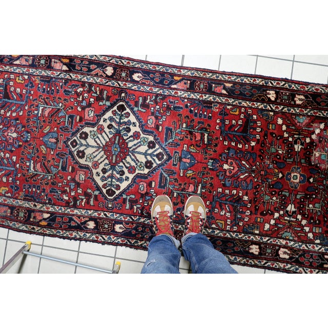Red 1920s, Antique Persian Hamadan Handmade Runner 3.5' X 9.9' For Sale - Image 8 of 13