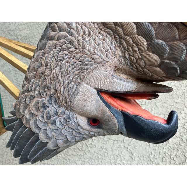 Circa 1991 Stylistic Hand Carved Wooden "Golden Eagle Head" Bust - Santa Fe, New Mexico For Sale - Image 12 of 18