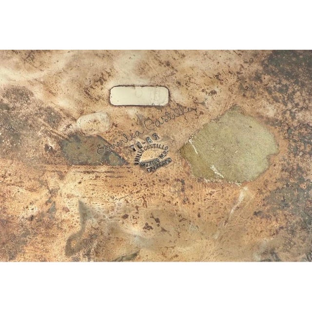 Metal Late 20th Century Emilia Castillo Taxco Mexico Silver Plate Malachite Large 16.75" Serving Tray Bowl For Sale - Image 7 of 7