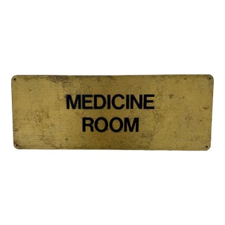Mid-Century Vintage Brass "Medicine Room" Sign For Sale