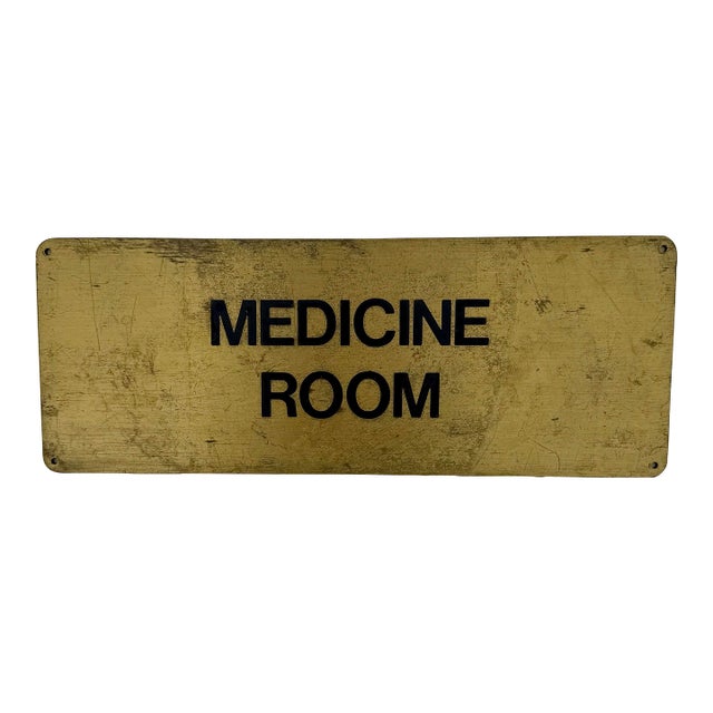 Mid-Century Vintage Brass "Medicine Room" Sign For Sale