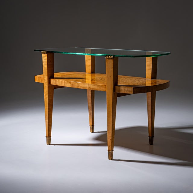 Beige Art Deco Coffee Table with Glass Top, 1940s For Sale - Image 8 of 8