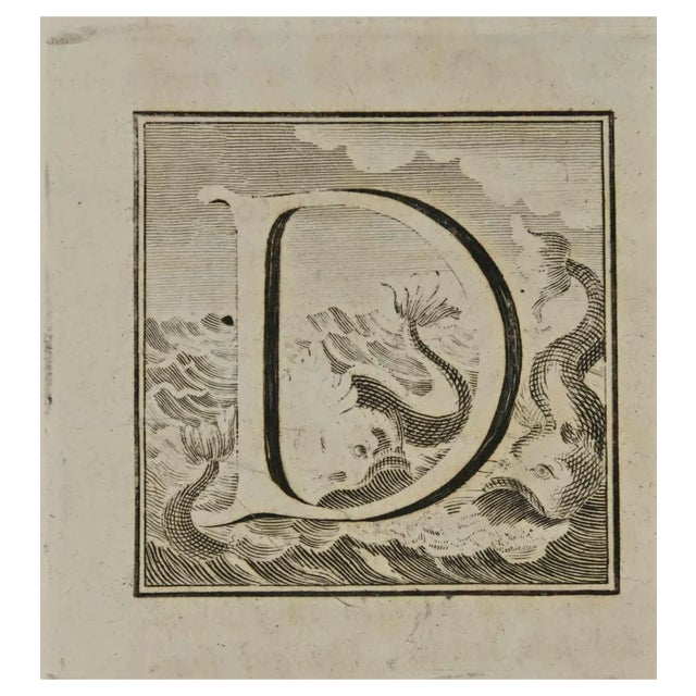 Luigi Vanvitelli, Letter of the Alphabet D, Etching, 18th Century For Sale