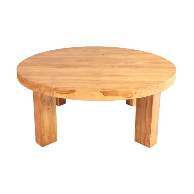 2020s Modern Round Teak Coffee Table For Sale - Image 5 of 9