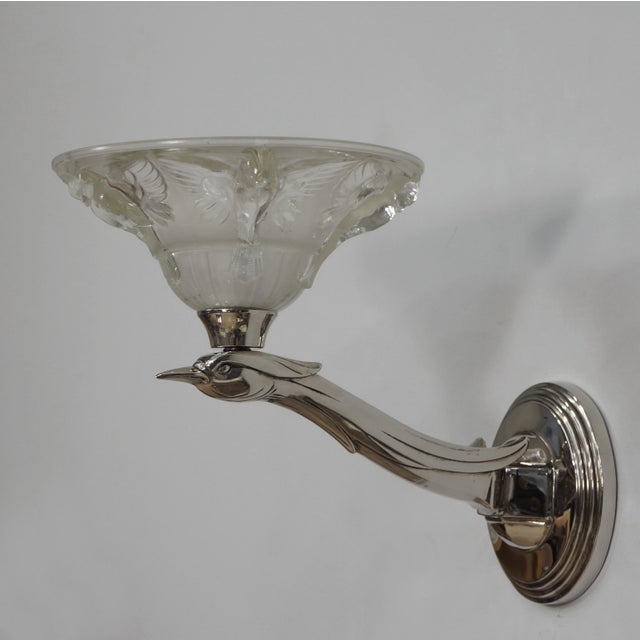 Metal French Art Deco Wall Sconces by Boris Lacroix 1930s France - A Pair For Sale - Image 7 of 16