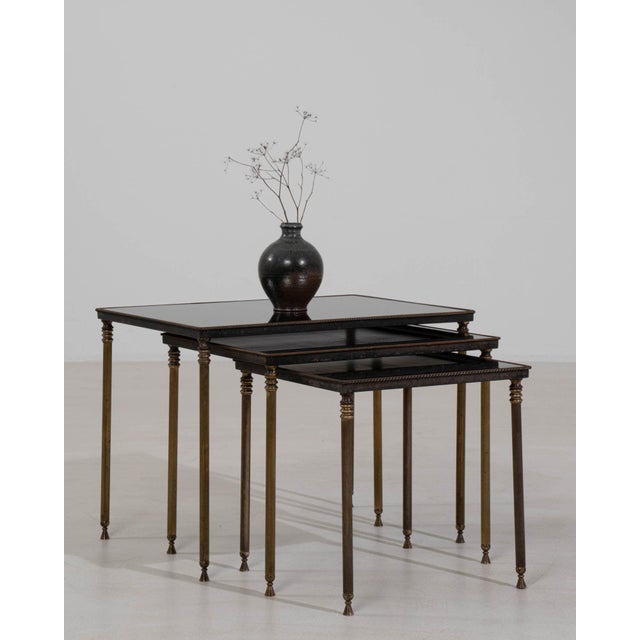 19th Century France Red Brass Nesting Table For Sale - Image 10 of 11