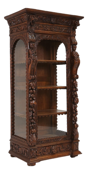 Baroque Style Display Case in Oak, Belgium, 1950s