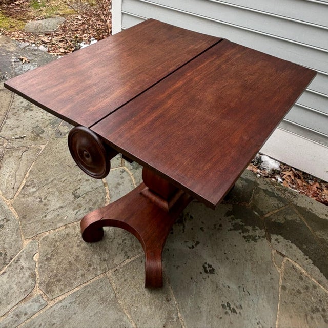 Antique Cylinder Drop Leaf Table For Sale - Image 12 of 12
