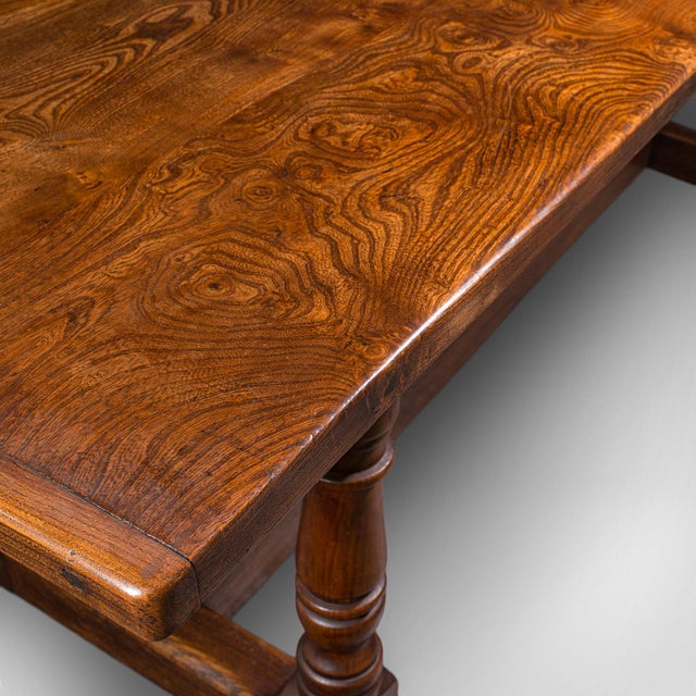 Wood Antique Farmhouse Table, English, Elm, Country Kitchen, Dining, Victorian, 1880 For Sale - Image 7 of 12