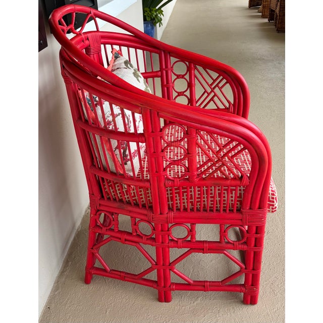 Brighton Pavilion Mid 20th Century 2 Brighton Pavillion Rattan Lounge, Accent Chairs With Chippendale Fretwork. For Sale - Image 4 of 9