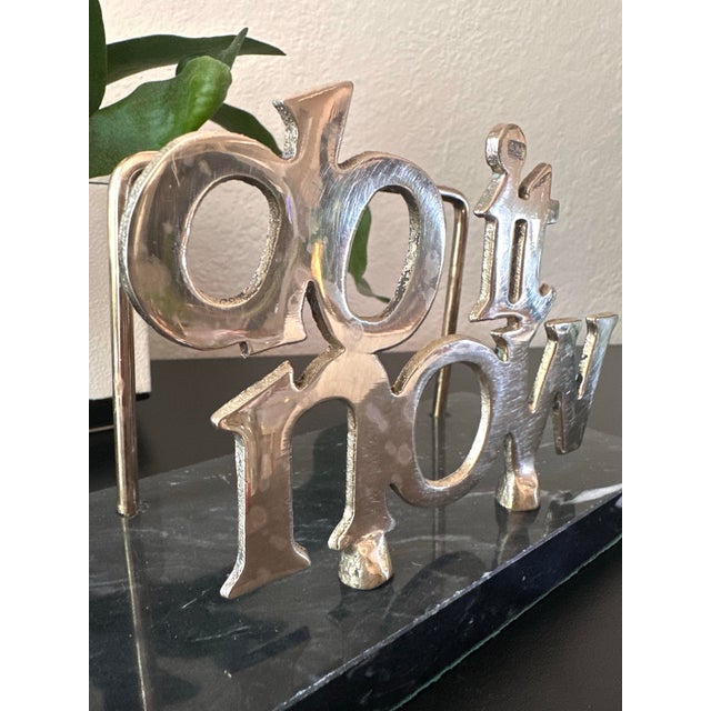 Vintage Do It Now Marble and Brass Mail Paper Holder Desk Accessory For Sale In Denver - Image 6 of 12