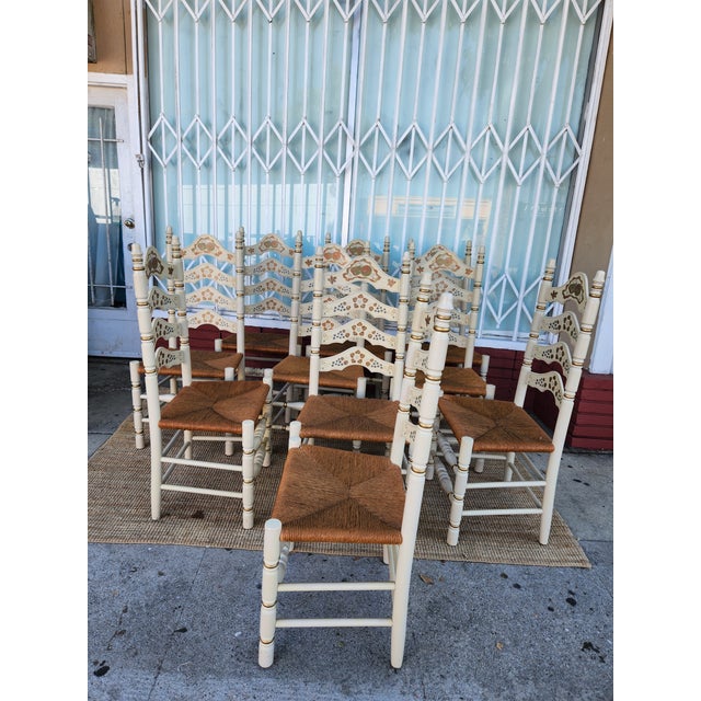 Celadon Mid 20th Century Set Of Ten Italian Dining Chairs For Sale - Image 8 of 12