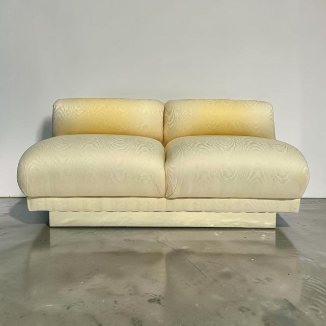 Brass Vintage Bernhardt Brass Base Slipper Love Seat For Sale - Image 8 of 14