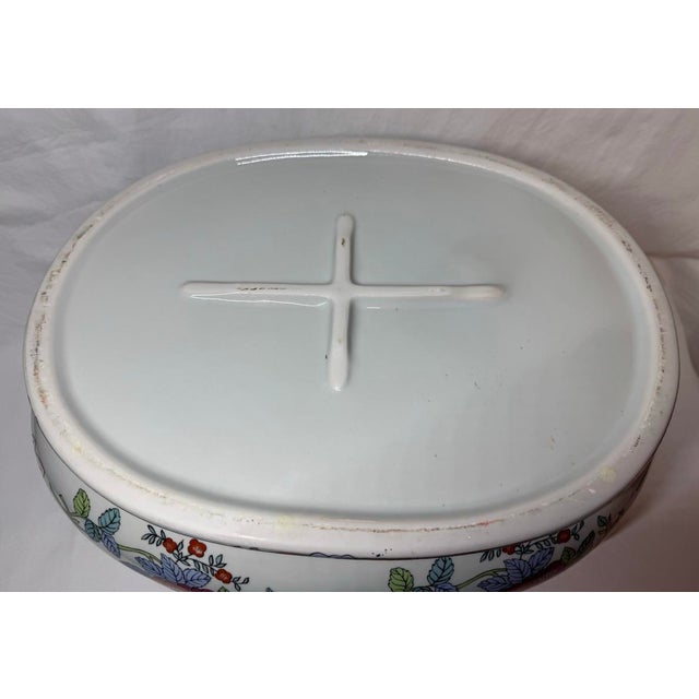 Antique Floral Transferware Porcelain Footbath Cachepot Wine Cooler For Sale - Image 10 of 12