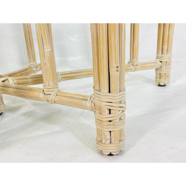 Vintage McGuire Bamboo Oval Dining Table With Beveled Glass, San Francisco For Sale - Image 13 of 18