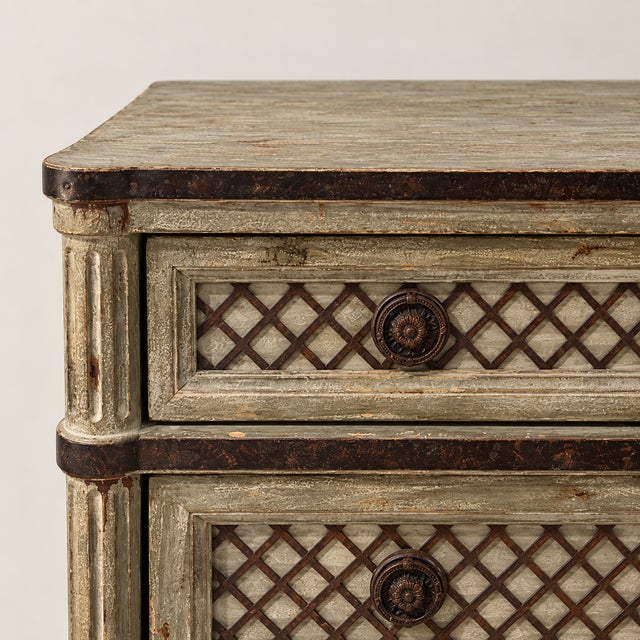 This is a French Louis XVI style painted chest with metal lattice by Restoration Hardware / Treillage line. This line has...